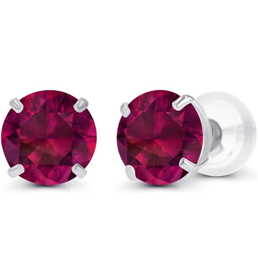 14k Gold Ruby Earrings 2 cttw